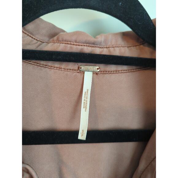 Free People Under Your Spell Tencel Blouse Long Sleeve Lace-Up Top Sz Small - Picture 4 of 8